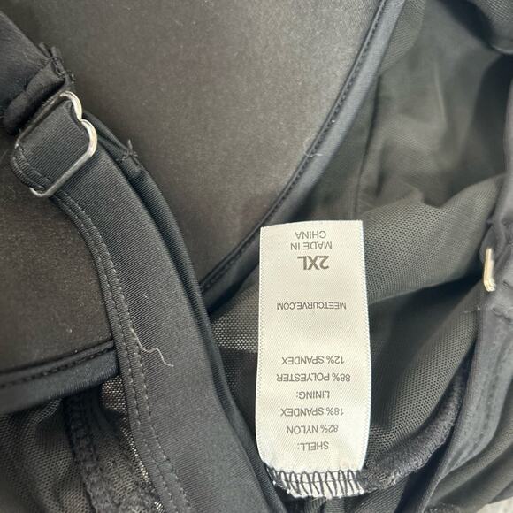 Meet Curve Black Mesh Underwire One-Piece Swimsuit 2XL Adjustable Busty Swim - Picture 8 of 8